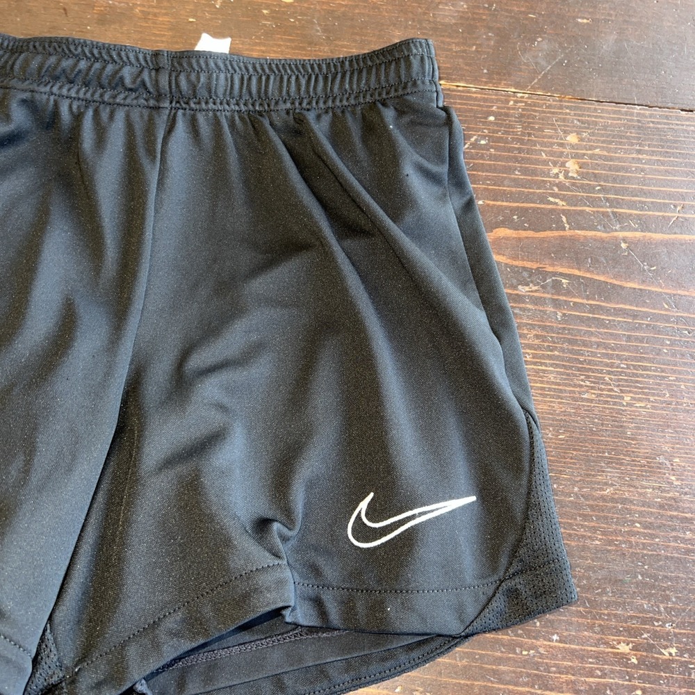 Nike Dri-FIT Athletic Shorts Women XS Black Embroidered Swoosh Running Lined - Picture 2 of 4